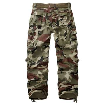 TRGPSG Men's Wild Cargo Pants, Camo Pants Cotton Casual Work Hiking Pants with 8 Pockets 5337 Battlefield Camo 34