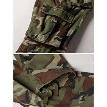 TRGPSG Men's Wild Cargo Pants, Camo Pants Cotton Casual Work Hiking Pants with 8 Pockets 5337 Battlefield Camo 34