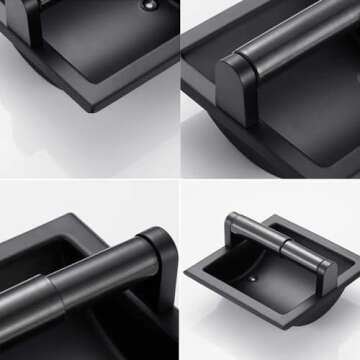 Black Recessed Toilet Paper Holder, Wall-Mounted Tissue Paper Holder Stainless Steel Toilet Paper Ho...
