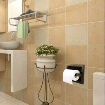 Black Recessed Toilet Paper Holder, Wall-Mounted Tissue Paper Holder Stainless Steel Toilet Paper Holder for Bathroom Accessories, Rear Mounting Bracket Included