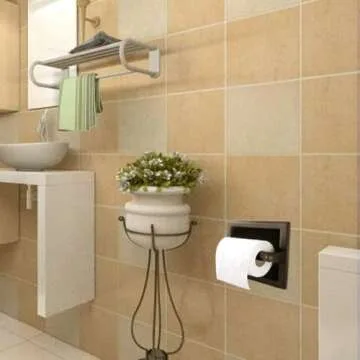 Black Recessed Toilet Paper Holder, Wall-Mounted Tissue Paper Holder Stainless Steel Toilet Paper Holder for Bathroom Accessories, Rear Mounting Bracket Included