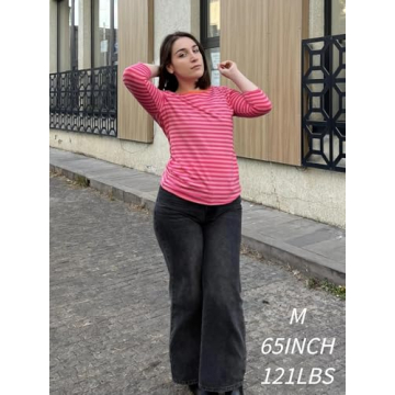 Zeagoo Striped 3/4 Sleeve Blouses for Women - Fashionable Casual Tops