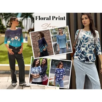 Zeagoo Striped 3/4 Sleeve Blouses for Women - Fashionable Casual Tops