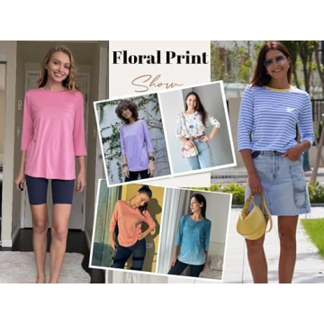 Zeagoo Striped 3/4 Sleeve Blouses for Women - Fashionable Casual Tops