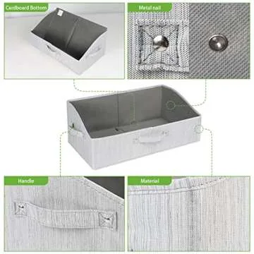 KEEGH Closet Baskets and Storage Bins for Shelves Linen Closet Shelf Organizers and Storage Box Trapezoid Storage Bins Shelf Baskets with Handles for Closet Organization (Grey, 3 Pack)