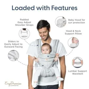 Ergobaby Omni 360 All-Position Baby Carrier for Newborn to Toddler with Lumbar Support & Cool Air Mesh (7-45 Lb), Onyx Black 6.18x9.13x10.43 Inch (Pack of 1)