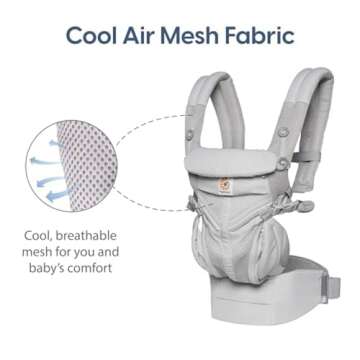 Ergobaby Omni 360 All-Position Baby Carrier for Newborn to Toddler with Lumbar Support & Cool Air Mesh (7-45 Lb), Onyx Black 6.18x9.13x10.43 Inch (Pack of 1)