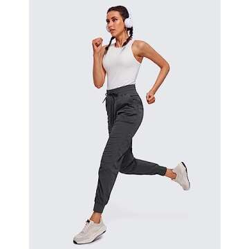 CRZ YOGA Lightweight Workout Joggers for Women, High Waisted Outdoor Running Casual Track Pants with Pockets Ink Gray Medium