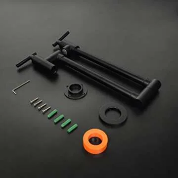 PHASAT Pot Filler Faucet Wall Mounted Matte Black Double Joint Spout Swing Arm Single Hole Two Handle Brass Kitchen Stove Faucet,71211B