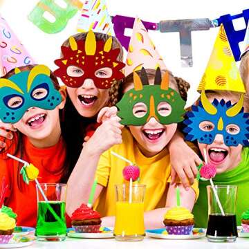 TEEHOME Dinosaur Masks Party Supplies - 24 Dinosaur Masks for Kids' Parties