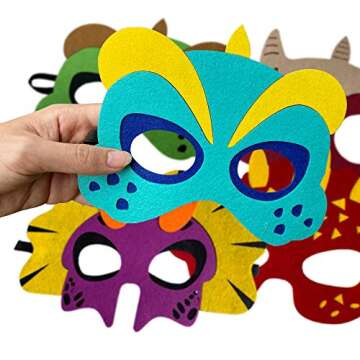 TEEHOME 24 Dinosaur Masks for Kids' Parties and Fun