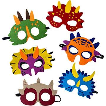 TEEHOME 24 Dinosaur Masks for Kids' Parties and Fun