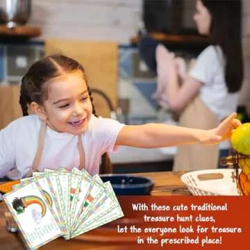 ltazhyi St. Patrick's Day Treasure Hunt Clue Cards, Luck Shamrock Decor Scavenger Hunt Game, Set of 21 Cards and 21 Envelopes, Spring Holiday Activity Celebration Saint Patrick's Day Party Game