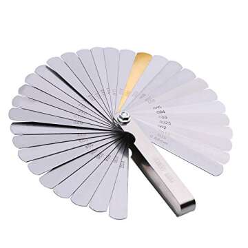 Stainless Steel Feeler Gauge Dual Marked Metric and Imperial Measuring Tool(0.04-0.88 mm, 32 Blades)