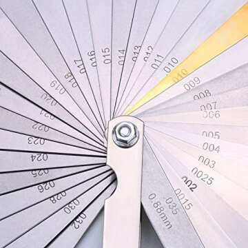 Stainless Steel Feeler Gauge Dual Marked Metric and Imperial Measuring Tool(0.04-0.88 mm, 32 Blades)