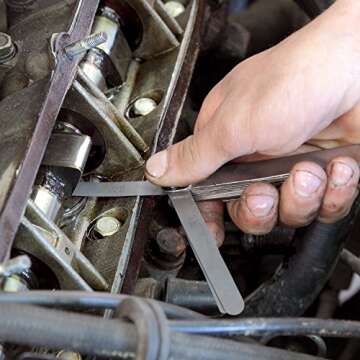 Stainless Steel Feeler Gauge Dual Marked Metric and Imperial Measuring Tool(0.04-0.88 mm, 32 Blades)