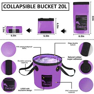 AUTODECO 22Pcs Car Wash Cleaning Tools Kit Car Detailing Set with Canvas Bag Purple Collapsible Bucket Wash Mitt Sponge Towels Tire Brush Window Scraper Duster Complete Interior Car Care Kit