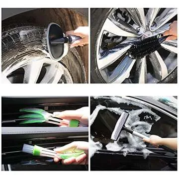 AUTODECO 22Pcs Car Wash Cleaning Tools Kit Car Detailing Set with Canvas Bag Purple Collapsible Bucket Wash Mitt Sponge Towels Tire Brush Window Scraper Duster Complete Interior Car Care Kit
