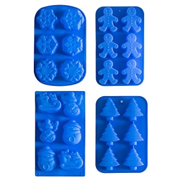 IHOMECOOKER 4PC Silicone Christmas Baking Mold Set for Baking & Crafts