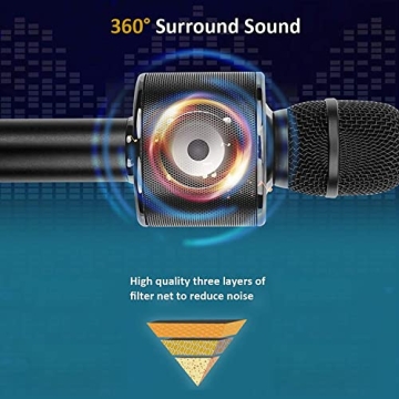 BONAOK Wireless Bluetooth Karaoke Microphone - Q37