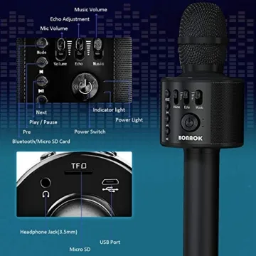 BONAOK Wireless Bluetooth Karaoke Microphone - Q37