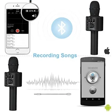 BONAOK Wireless Bluetooth Karaoke Microphone - Q37