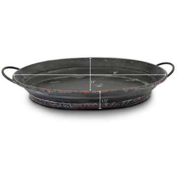 Urban Legacy Large Black Oval Serving/Decorative Metal Tray