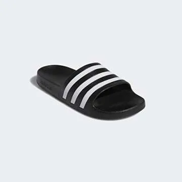 adidas Women's Adilette Aqua Slide Sandal, Core Black/White/Core Black, 7