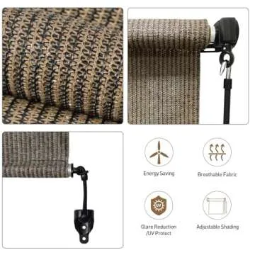 Artpuch Outdoor Roller Shade for Patios and Gazebos - Mocha