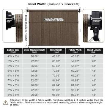 Artpuch Outdoor Roller Shade for Patios and Gazebos - Mocha