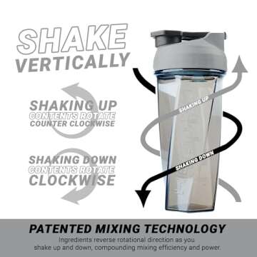 HELIMIX 2.0 Vortex Blender Shaker Bottle Holds upto 28oz | No Blending Ball or Whisk | USA Made | Portable Pre Workout Whey Protein Drink Shaker Cup | Mixes Cocktails Smoothies Shakes | Top Rack Safe