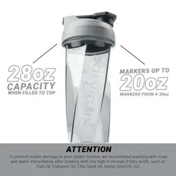 HELIMIX 2.0 Vortex Blender Shaker Bottle Holds upto 28oz | No Blending Ball or Whisk | USA Made | Portable Pre Workout Whey Protein Drink Shaker Cup | Mixes Cocktails Smoothies Shakes | Top Rack Safe