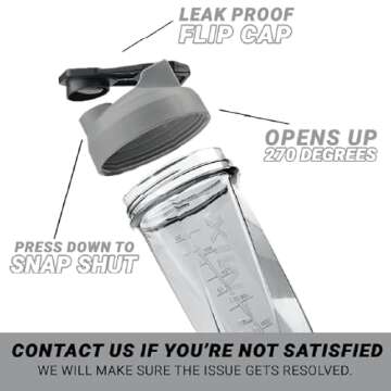 HELIMIX 2.0 Vortex Blender Shaker Bottle Holds upto 28oz | No Blending Ball or Whisk | USA Made | Portable Pre Workout Whey Protein Drink Shaker Cup | Mixes Cocktails Smoothies Shakes | Top Rack Safe