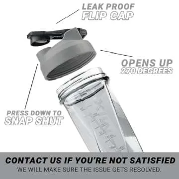 HELIMIX 2.0 Vortex Blender Shaker Bottle Holds upto 28oz | No Blending Ball or Whisk | USA Made | Portable Pre Workout Whey Protein Drink Shaker Cup | Mixes Cocktails Smoothies Shakes | Top Rack Safe