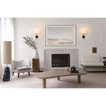 Yosoan Fabric Wall Sconce Indoor Bedside Wall Lamp Fixture, Vintage Industrial Hardwired Brass Boho Semi Circular with White Half Moon Shade for Reading Bedroom Living Room Dinning Room(Black)