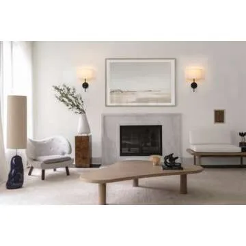 Yosoan Fabric Wall Sconce Indoor Bedside Wall Lamp Fixture, Vintage Industrial Hardwired Brass Boho Semi Circular with White Half Moon Shade for Reading Bedroom Living Room Dinning Room(Black)