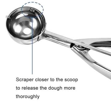 Cookie Scoop Set, Small/1 Tbsp, Medium/1.5 Tbsp, Large/2 Tbsp, Cookie Scoops for Baking Set of 3, Cookie Dough Scoop
