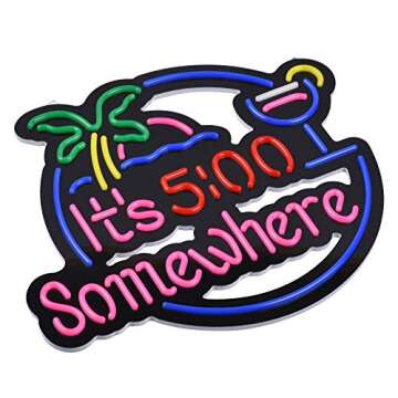 It's 5:00 LED Neon Light Signs for Bar Club Bedroom Office Hotel Pub Cafe Wedding Birthday Party Man...