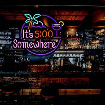 It's 5:00 LED Neon Light Signs for Bar Club Bedroom Office Hotel Pub Cafe Wedding Birthday Party Man Cave Art Wall Lights