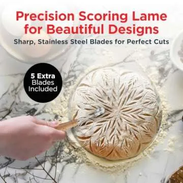 Bread Proofing Basket Set of 2 - Round 9" Sourdough Bread Baking Supplies w/Linen Liner, Scrapers, Scoring Lame, Whisk, Blades Banneton Proofing Baskets - Sourdough Starter Kit for Beginners