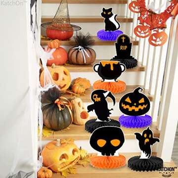 KatchOn, Halloween Centerpieces for Tables - Pack of 9 | Orange and Black Halloween Table Centerpiece for Halloween Table Decorations | Pumpkin Halloween Centerpiece for Halloween Decorations Indoor