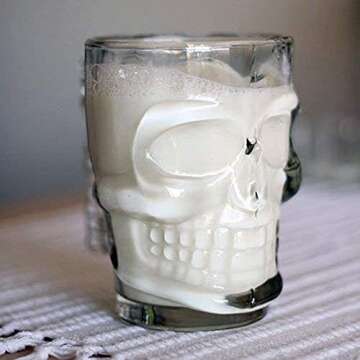 King International Skull Beer Mug| Set of 2| 17.7 Oz| Glass Beer Draft Mug glasses| HALLOWEEN SKULL| Gothic Decor| Glass Beer Mug| Whisky/Wine/Vodka Glass for Your Home Bar
