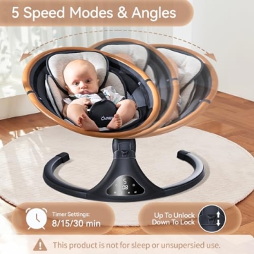 LAREX Electric Baby Swing with Remote Control 5 Speeds