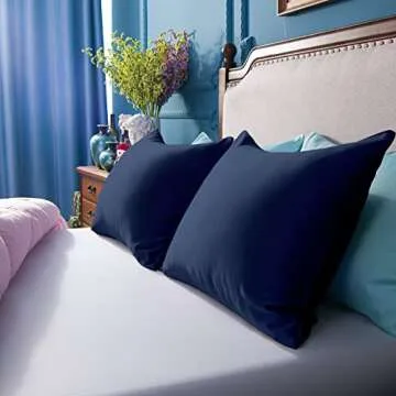 NTBAY Zippered Satin Pillow Cases for Hair and Skin, Luxury King Hidden Zipper Pillowcases Set of 2, 20x36 Inches, Navy Blue