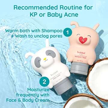 Bubbsi Baby Acne & KP Duo | Organic Coconut Oil Baby Wash & Baby Lotion | Light Natural Scent | Won'...