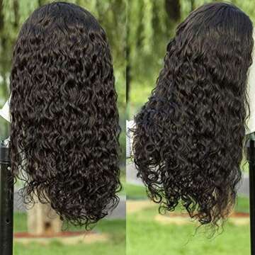 Ylubbiuv Water Wave Lace Front Wigs Human Hair 13x4 Wet and Wavy HD Lace Frontal Wigs Human Hair Pre...