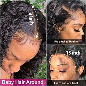 Ylubbiuv Water Wave Lace Front Wig 100% Unprocessed Human Hair