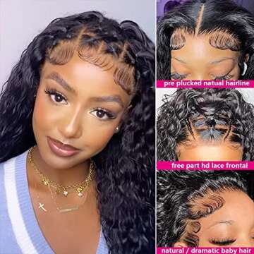 Ylubbiuv Water Wave Lace Front Wig 100% Unprocessed Human Hair