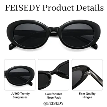 FEISEDY Retro Oval Sunglasses with UV400 Protection