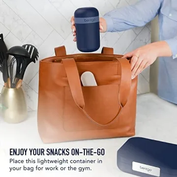 Bentgo Snack Cup - Reusable Snack Container with Leak-Proof Design, Toppings Compartment, and Dual-Sealing Lid, Portable & Lightweight for Work, Travel, Gym - Dishwasher Safe (Navy)
